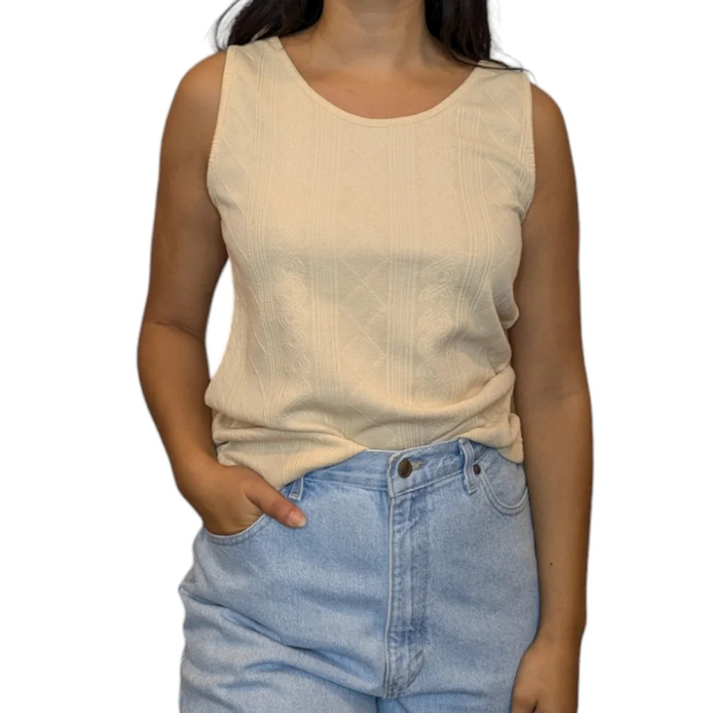 Vintage Sears Tradition Country Collection Yellow Sleeveless Tank Top Small